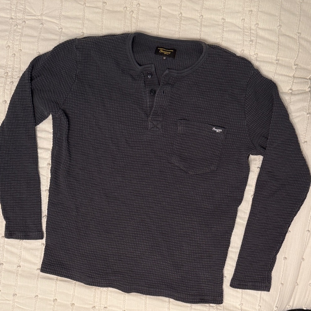 Men's Charcoal Henley Long Sleeve Shirt